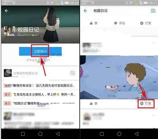在支付宝中打赏校园日记的具体操作介绍