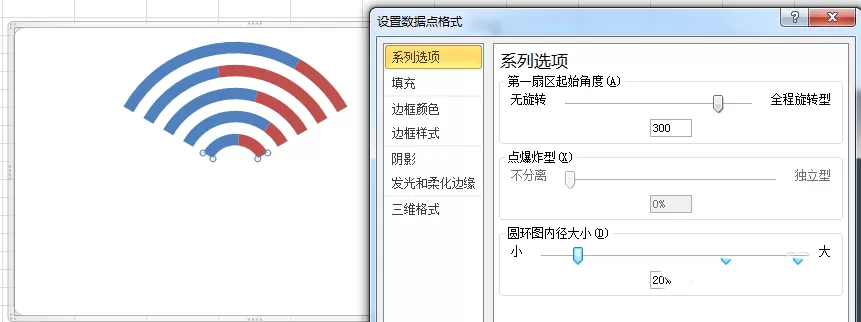 excel表格制作WIFI信号百分比图表的具体操作