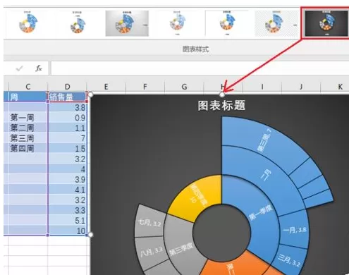 Excel2016如何绘制旭日图?Excel2016绘制旭日图的方法