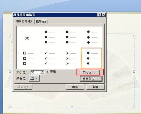 ppt2007如何为图片设置项目编号?