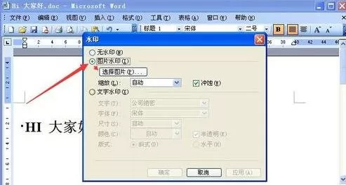 在word2003中添加背景图片的具体操作