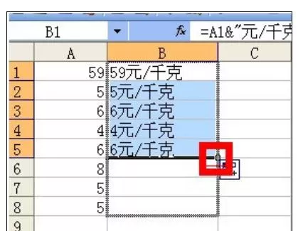 Excel2007中如何批量添加前缀或后缀?