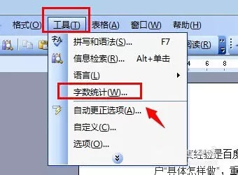 在word2003文档中怎样统计字数?