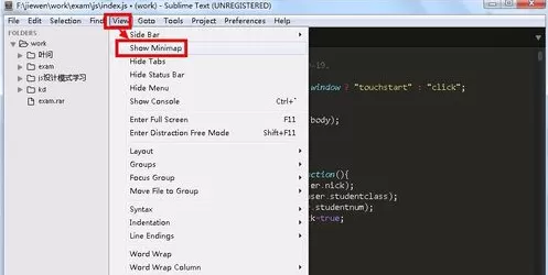 sublime text3 怎样关闭界面右侧的缩略图?