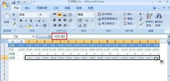 Excel2007中如何根据现有表格数据来制作阶梯图?