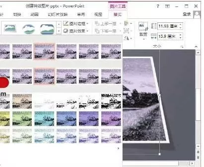 在PPT2013中创建图像特效及裁剪图像的具体操作