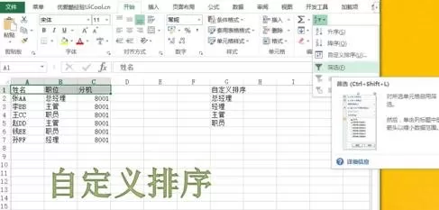 如何设置excel2013自定义排序?设置excel2013自定义排序教程