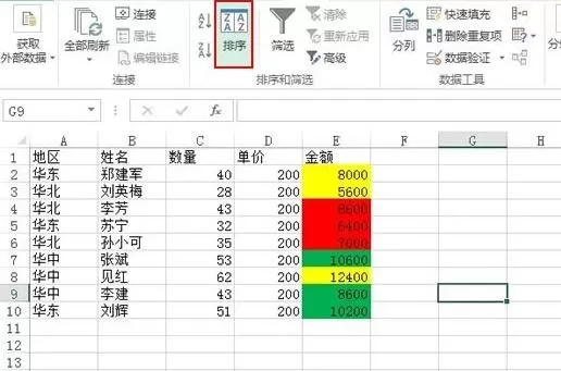 Excel2013单元格如何按照颜色进行排序?