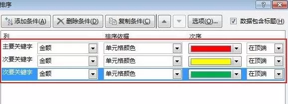 Excel2013单元格如何按照颜色进行排序?