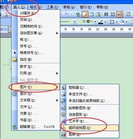 在word2003中绘制组织结构图的具体操作