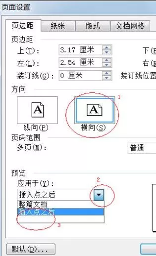 在Word2003文档中设置任意一页变为横向方向的具体方法