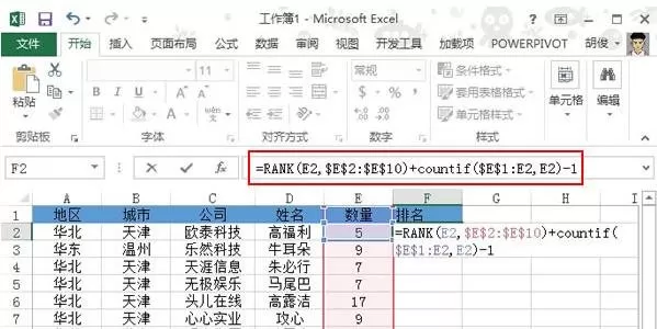 excel2013设置函数进行排名的具体操作