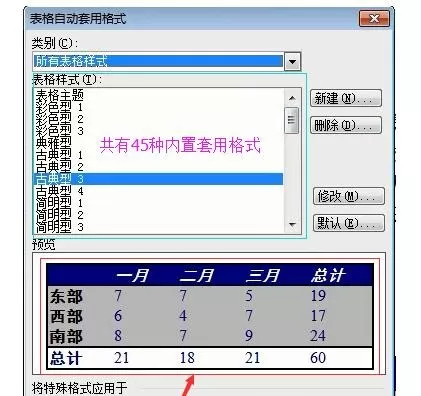 在word2003表格中自动套用格式的具体方法