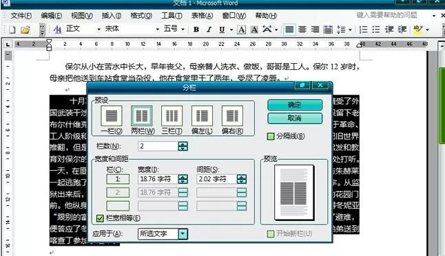 怎么在word2003中进行分栏?word2003进行分栏的具体步骤