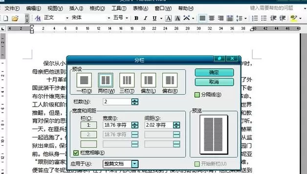 怎么在word2003中进行分栏?word2003进行分栏的具体步骤