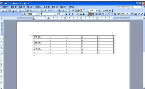 在Word2003制作好的表格中添加行的具体操作