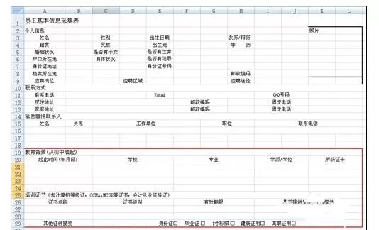 excel2007中如何制作员工入职信息表?