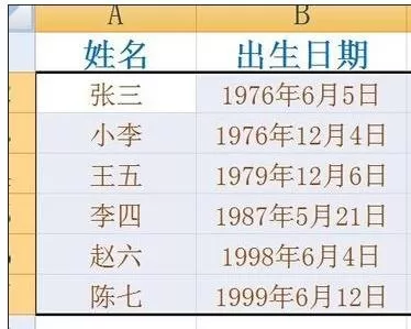 怎么在excel2003中按出生年月进行排序?