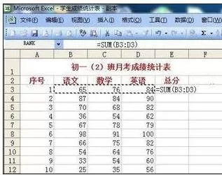 怎么在excel2003中进行排名?在excel2003中进行排名的方法