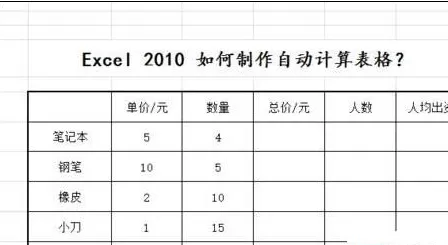 Excel2010如何制作自动计算表格?制作自动计算表格教程