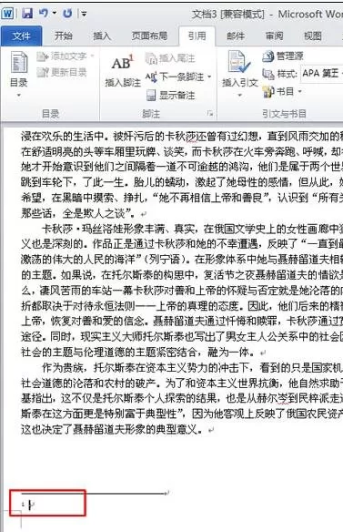 word2010添加脚注和尾注的具体方法