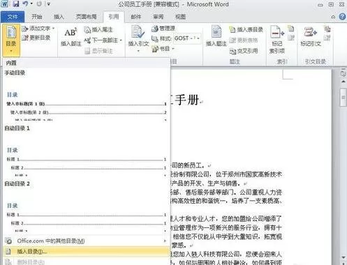 word2010编辑目录的方法解析
