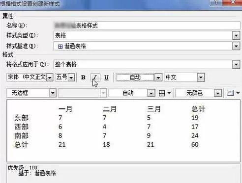 Word2010创建自定义表格样式的具体方法