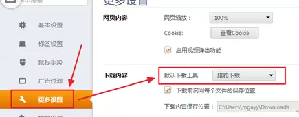 猎豹浏览器默认下载工具的修改方法