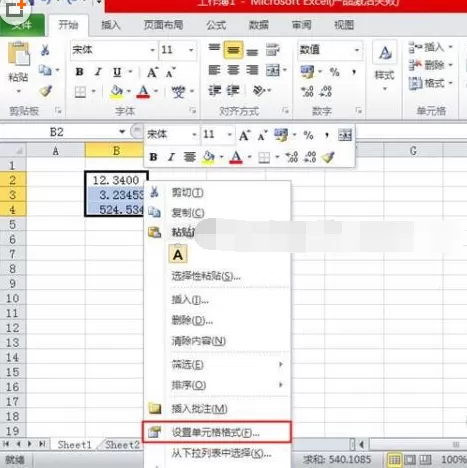 在Excel2010中设置数值格式的具体步骤