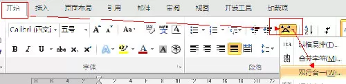 怎么在word 2010中实现文字双行合一？