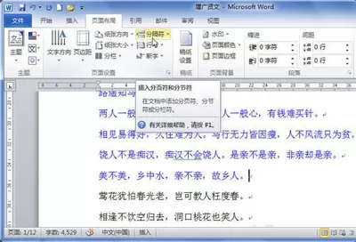 word2010插入分页符的图文教程