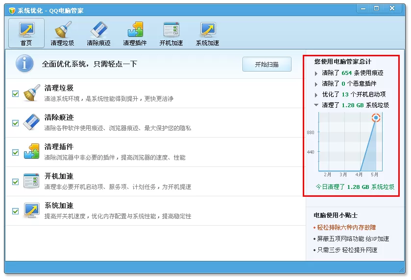 腾讯电脑管家进入系统优化的具体方法