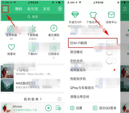 手机QQ音乐如何开启仅WiFi联网？