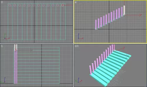 怎么使用3dmax阵列工具制作楼梯模型?