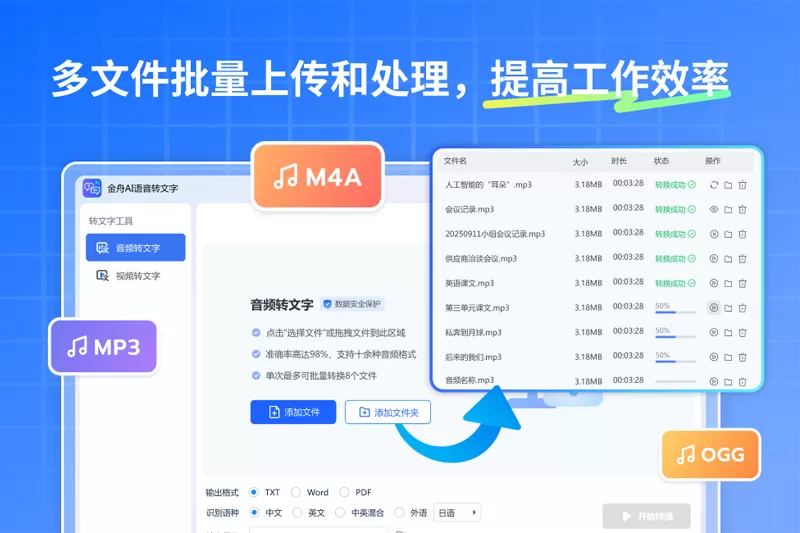 金舟AI语音转文字截图