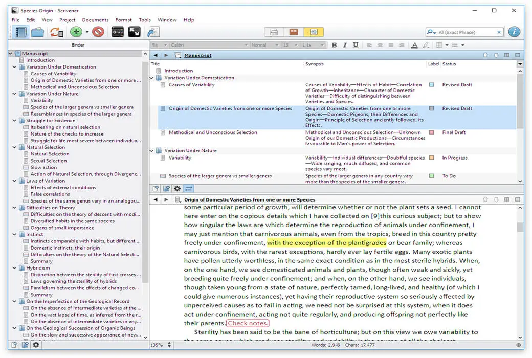 Scrivener 3 论文/小说写作工具神器截图