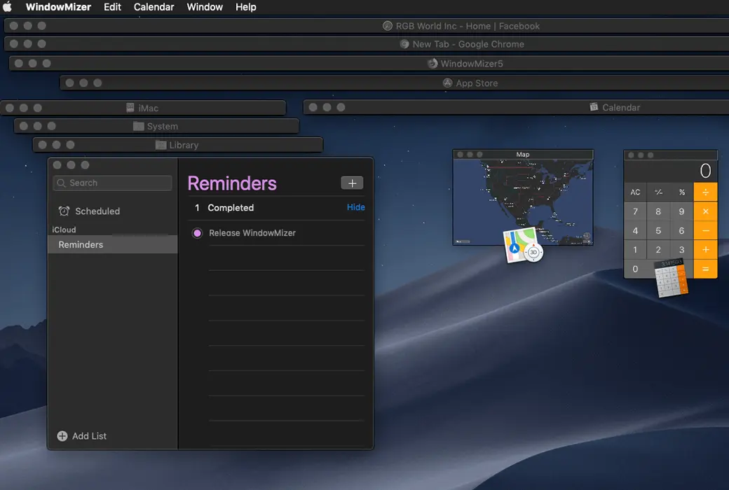 WindowMizer 5 Mac 窗口卷帘式收缩工具软件截图