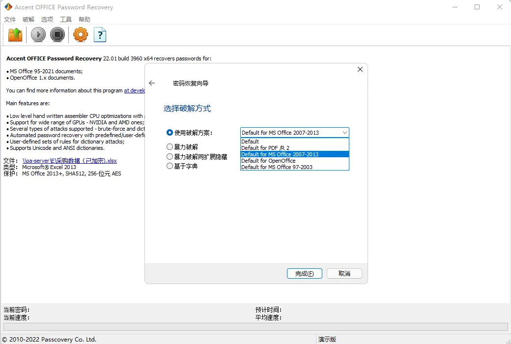 Accent OFFICE Password Recovery 办公文档密码恢复软件截图