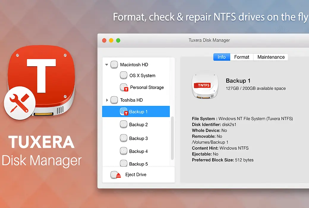 Tuxera NTFS for Mac NTFS磁盘写入工具截图