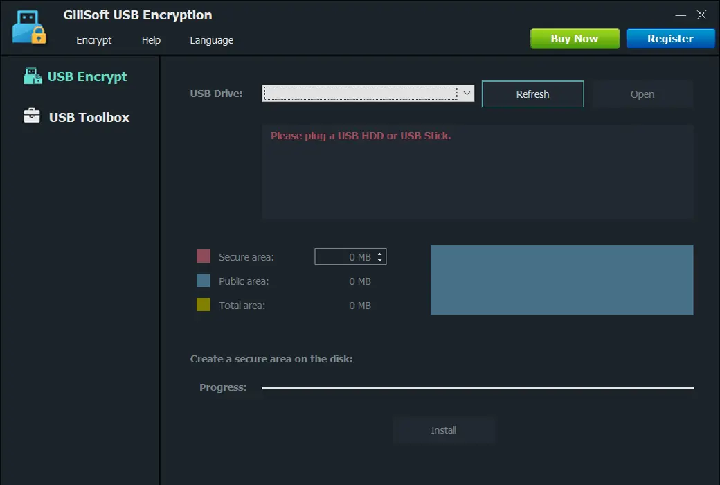 Gilisoft USB Encryption 移动硬盘/U盘 加密工具截图