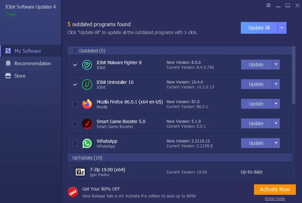 IObit Software Updater 7 软件管理自动更新截图