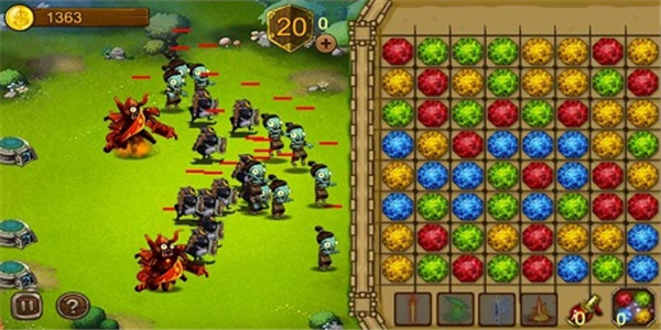 上面是打僵尸下面消消乐的游戏